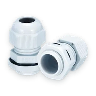 Prensaestopas plásticas blancas