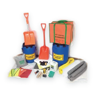 Kit antiderrame con palas, absorbentes y recipientes