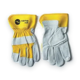 Par de guantes de carnaza y dril