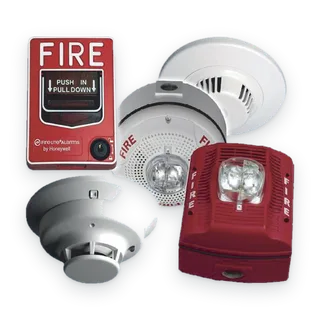 Estación manual, detectores de humo y alarma contra incendio